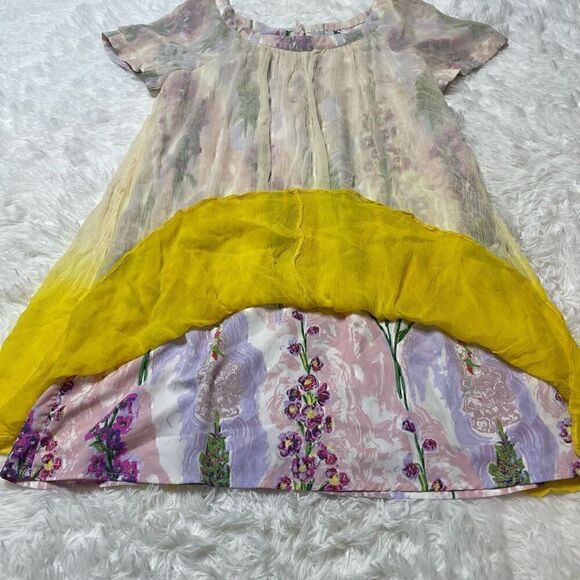 HD in Paris Anthropologie Floral Yellow Ombre Dress Size 12 Summer - Picture 5 of 11